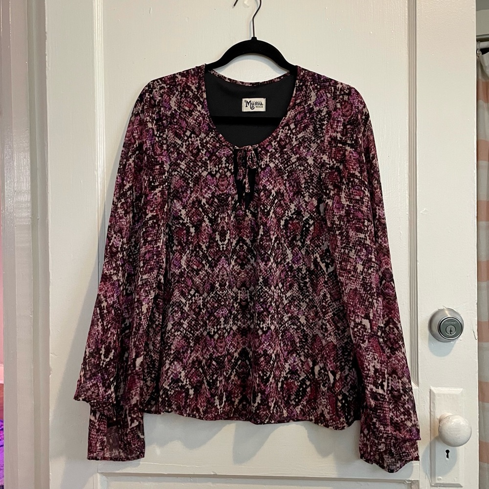 Show Me Your Mumu Purple Python Print Shift Top